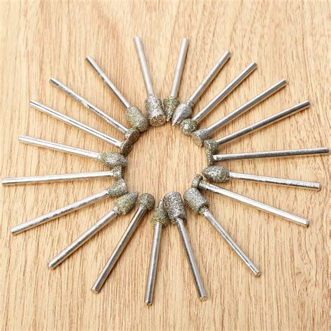 20Pc Dremel Accessories Mini Drill Rotary File Diamond Grinding Head ...