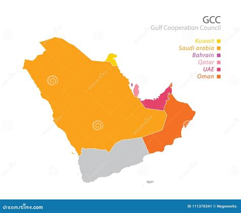 Map Of The Gulf Cooperation Council GCC`s Members. Vector | CartoonDealer.com #111370372