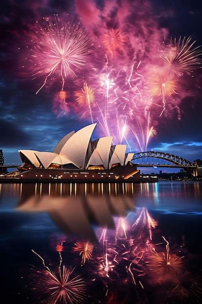 Premium AI Image | fireworks over sydney harbour bridge and sydney harbour bridge