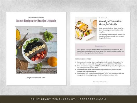 Free cookbook template in Word with minimal design