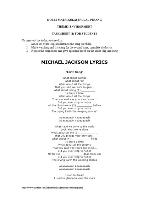 MJ Earth Song Lyrics Better | PDF | Leisure