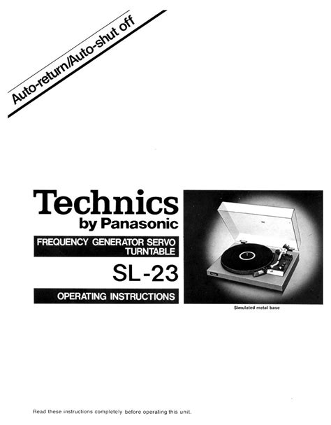 Download "Technics SL 23 Owners Manual" free