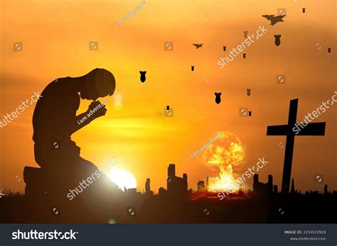 Silhouette Christian Praying Hands Spiritual Religious Stock Photo ...