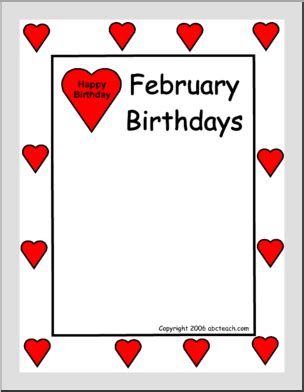 Border: February Birthdays – Abcteach