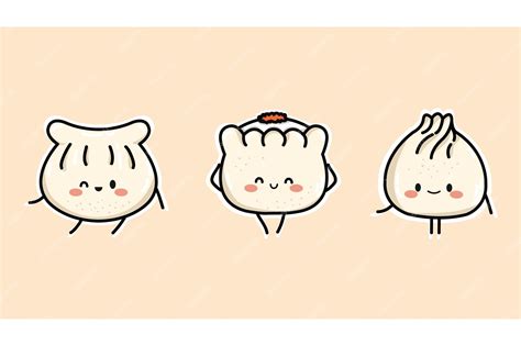 Premium Vector | Set Of Cute Dumpling.