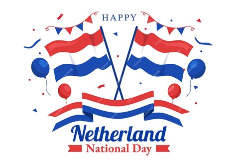 Premium Vector | Happy netherland national day vector illustration with netherlands flag and sky ...