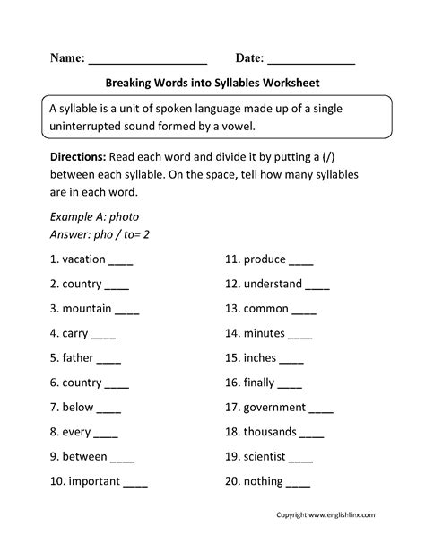 Open And Closed Syllables Worksheets