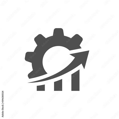 Business chart with arrow in gear icon. Improvement sign. Vector illustration. Stock Vector ...