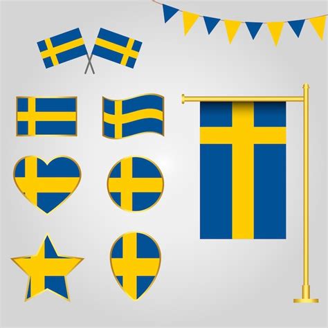 Premium Vector | Vector collection of sweden europe flag emblems and icons in different shapes