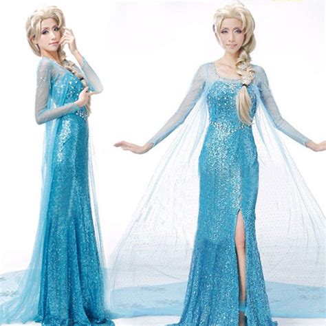 Disney Elsa Blue Dress Cosplay Outfit For Children and Adults Halloween Costume | Costume Party ...