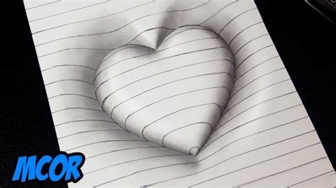 Como Dibujar un Corazón en 3D con Lineas - Dibujos 3D Faciles - Pintando | 3d drawings, Easy ...