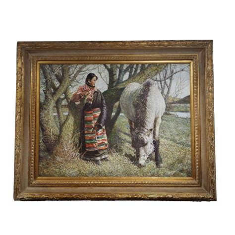 Original oil Painting A Woman and her Horse from marykaysfurniture on Ruby Lane