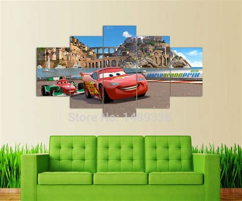 Framed Printed route 66 cars movie 5 piece picture painting wall art room decor poster canvas ...