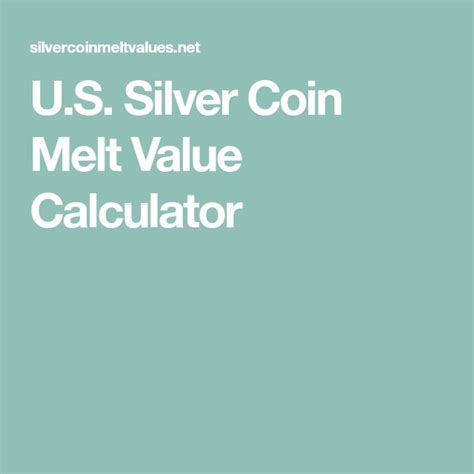 U.S. Silver Coin Melt Value Calculator | Silver coins, Us silver coins, Coins