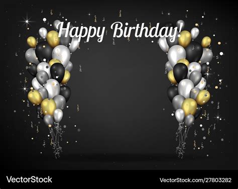 Golden black and silver elegant happy birthday Vector Image