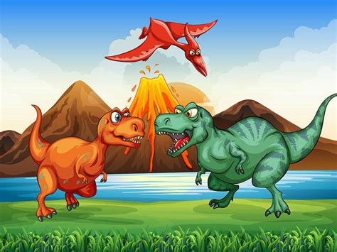 Dinosaurs fighting Wall Mural Wallpaper | Canvas Art Rocks