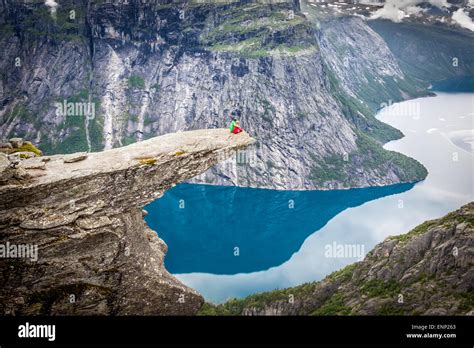 Norway Mountain Trolltunga Odda Fjord Norge Hiking Trail Stock Photo ...