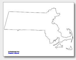 Black And White Political Map Of Massachusetts