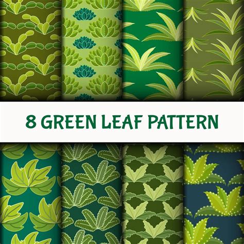 Green Leaf Pattern Set 661445 Vector Art at Vecteezy