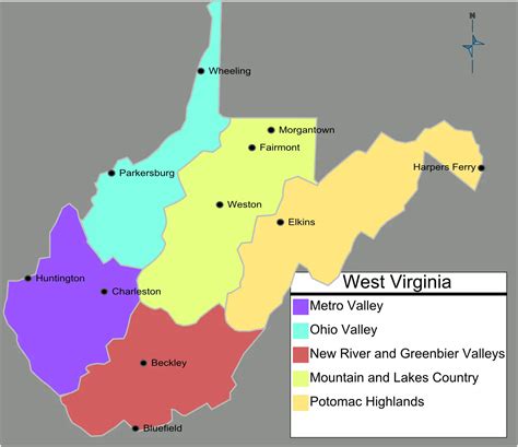 West Virginia Regions Map - MapSof.net