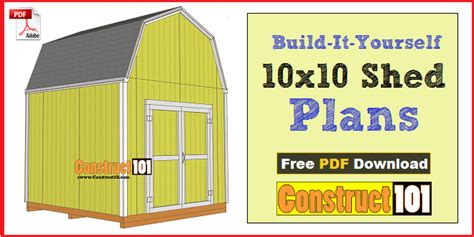 10x10 Shed Plans - Gambrel Shed - PDF Download - Construct101