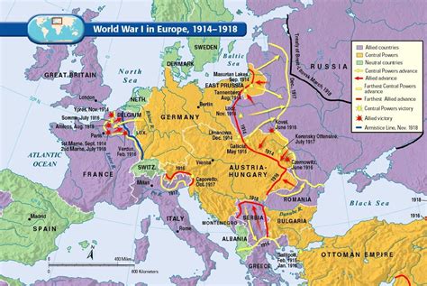 Europe World War Map 1914 To 1918