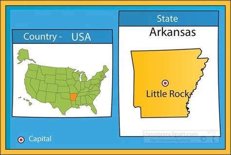 US State Maps Clipart-little rock arkansas state us map with capital