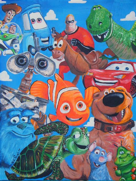 Pixar Mural | Disney art, Disney drawings, Disney fan art