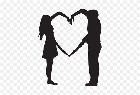 Couple Heart Shape Arms Silhouette - Couple Silhouette PNG - FlyClipart