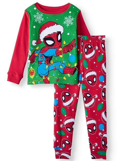 Spider-Man - Christmas Long Sleeve Tight Fit Pajamas, 2pc Set (Toddler Boys) - Walmart.com ...