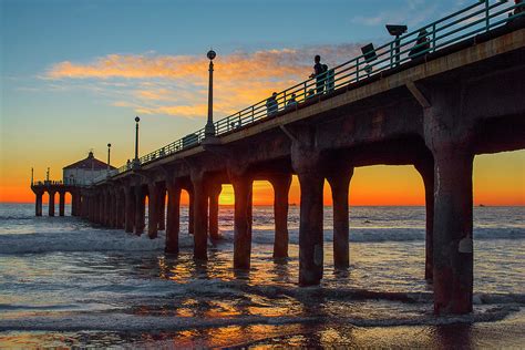 Manhattan Beach Pier Sunset Photograph by Lisbet Sjoberg - Fine Art America