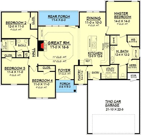 Plan 11788HZ: Efficient 4 Bedroom House Plan | Ranch house plans, Ranch and Photo galleries