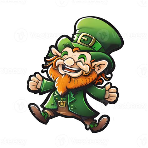 A leprechaun with a red beard in a green suit in cartoon style 18874004 PNG