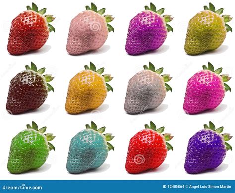 Colorful strawberries stock photo. Image of dyed, strawberry - 12485864