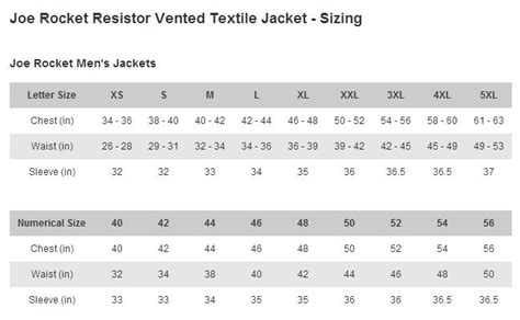 Icon Motorcycle Jacket Size Chart | Lemonwho