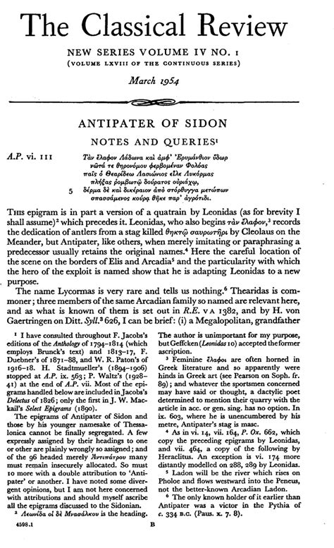 Antipater of Sidon: Notes and Queries1 | The Classical Review ...