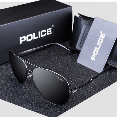 POLICE Polarized Fashion Sunglasses Cool Men's Outdoor&Sports Metal Frame Sunglasses-Black Lens ...