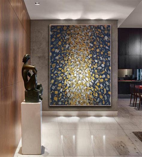 Extra Large Abstract Modern Art, Gold Silver Leaf, Contemporary Rich ...