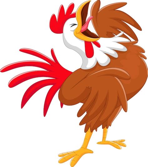 Premium Vector | Happy cartoon rooster crowing