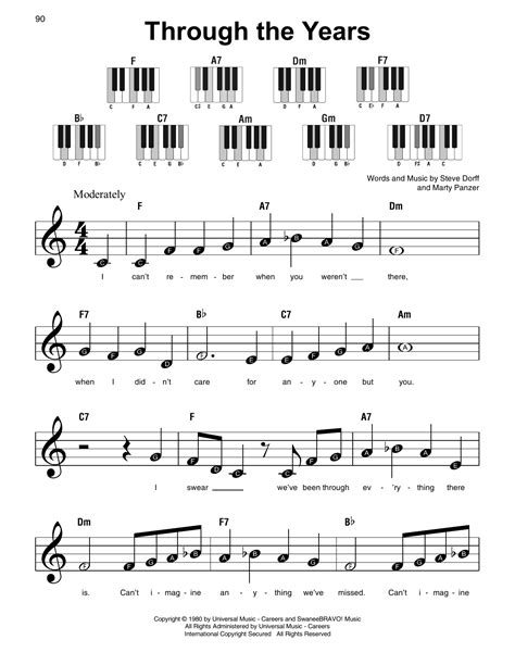 Through The Years by Kenny Rogers Sheet Music for Super Easy Piano at Sheet Music Direct