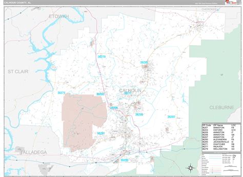 Calhoun County, AL Wall Map Premium Style by MarketMAPS