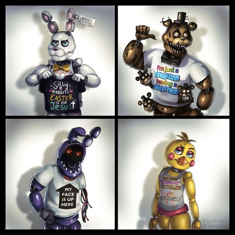 FNaF Characters wearing Cursed T-Shirts : fivenightsatfreddys