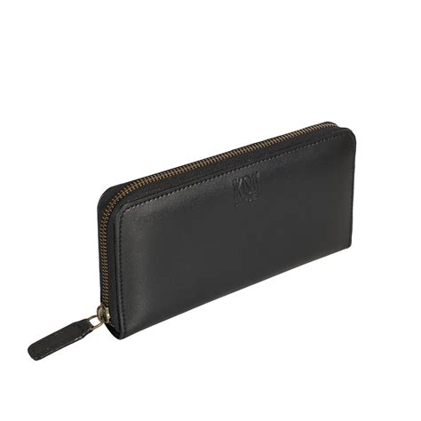 Black color Apple Leather Purse | Long Zip around Wallet – IKON SWEDEN