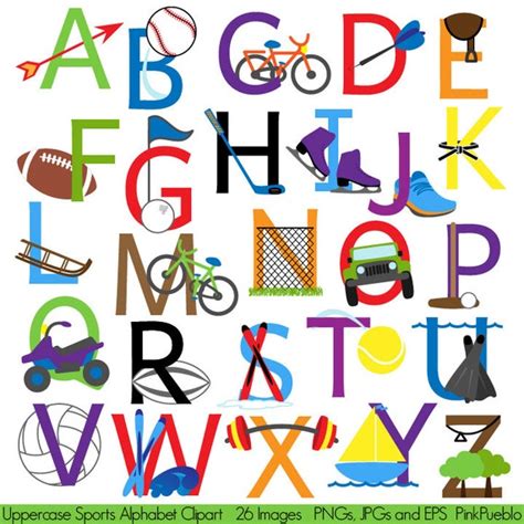 Sports Alphabet Font with Sports Letters Clipart Clip Art