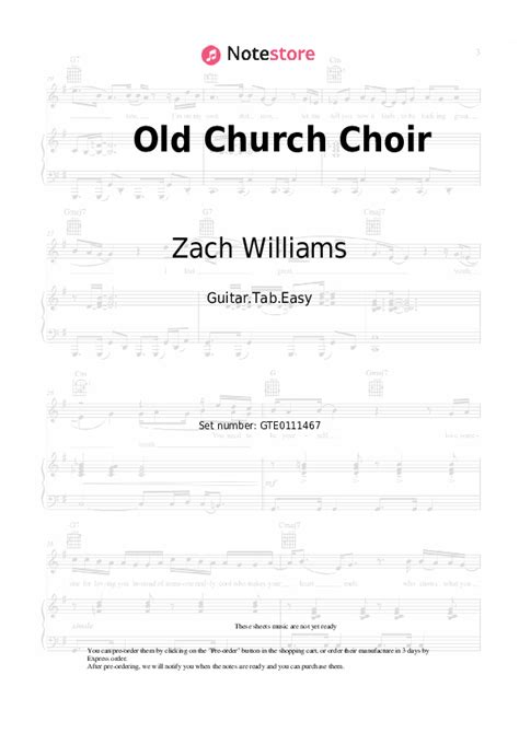 Old Church Choir tabs easy guitar Zach Williams in Note-Store.com ...