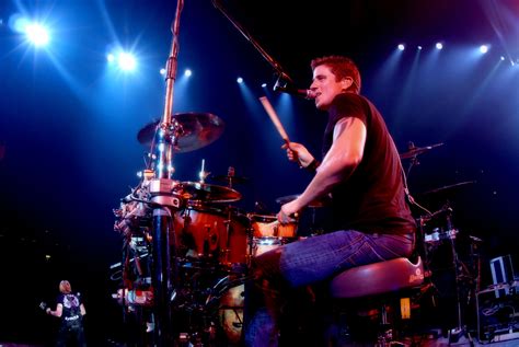 Daniel Adair of Nickelback on his BRADY 14 x 6.5 Jarrah Ply / Wandoo Burl satin snare drum ...