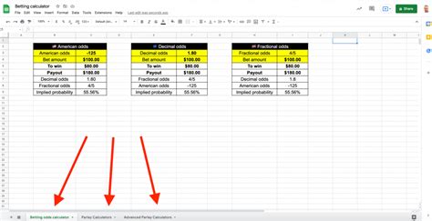 Sports Betting Calculator - Calculate Bet Returns in Google Spreadsheets