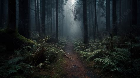 Dark And Foggy Path Through A Dark Forest Background, Creepy Forest ...