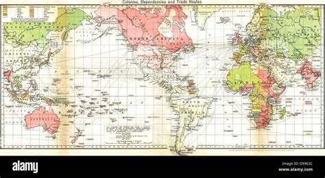 Map of the British Empire 19th Century. Areas controlled by Britain are ...