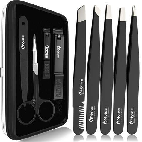 Nylea 9pcs Tweezers & Nail Clippers Set - Stainless Steel - Pedicure Scissors Nail Clipper ...